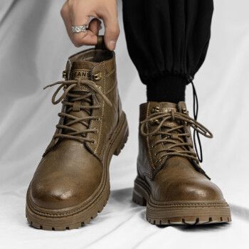 其乐手马丁靴男冬季2022新款英伦复古休闲工装皮靴男士机车作战潮鞋
