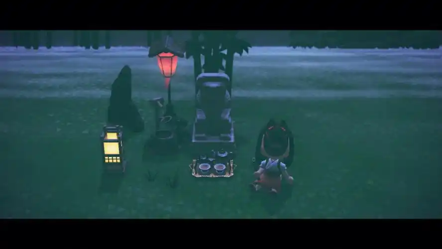 晚上的布景或许就有那么一点点阴森森了哈#动物之森