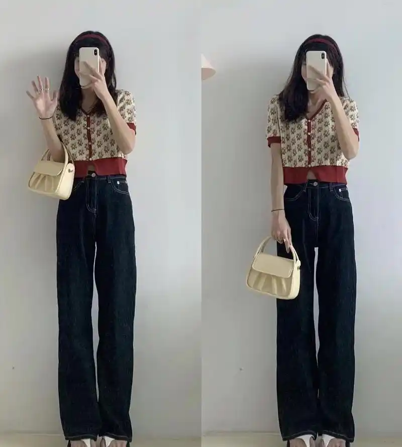 春天高腰裤搭配示范:毫不费力穿出显高的效果