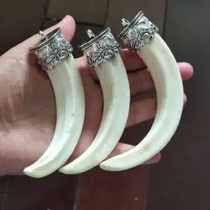 民族藏饰野猪牙饰品大牙藏族吊坠情侣可做挂项链件道具