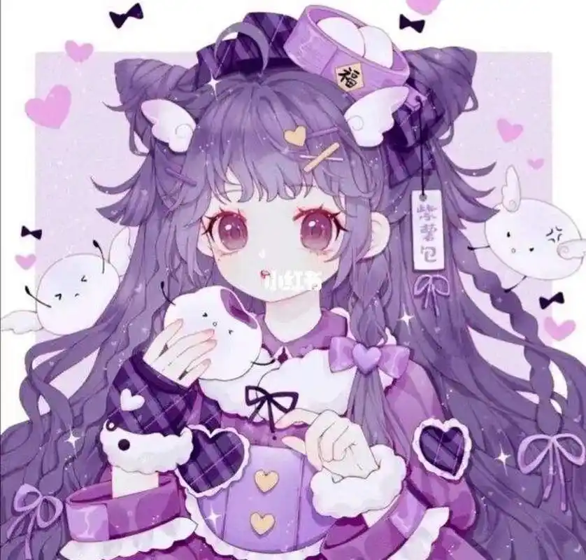 紫色系少女心头像,二次元少女