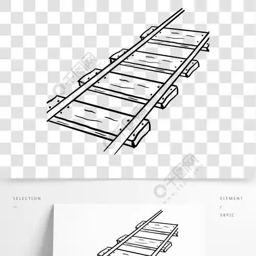 简笔画黑色线稿铁路轨道
