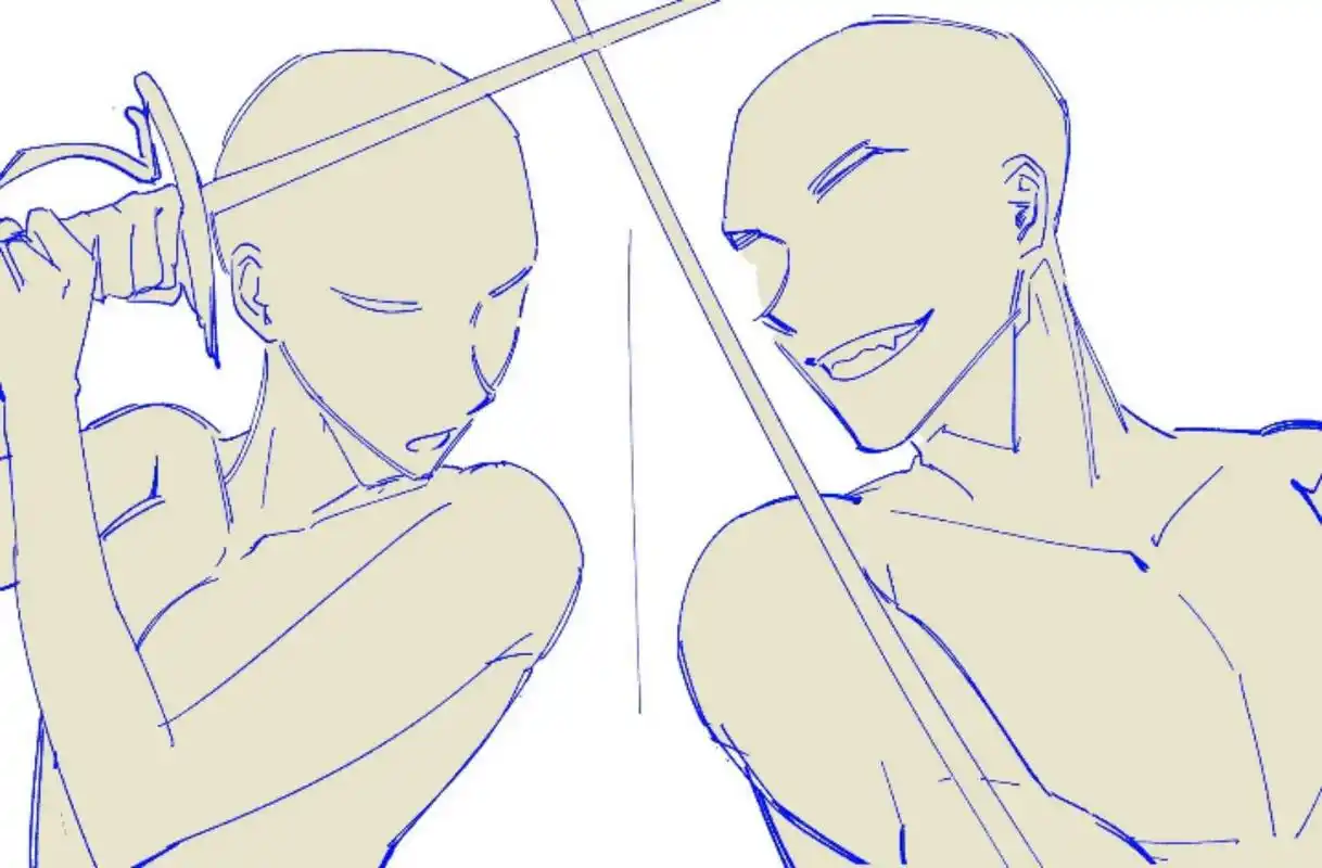 双人素材⏩互动参考姿势「击剑」 我是七酱🎀 每天更新板绘素材教