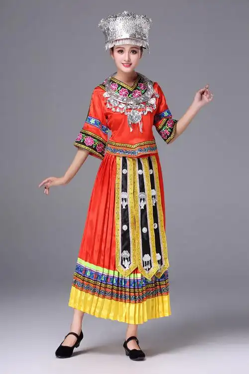 苗族服装女装少数民族演出服土家族舞蹈服装壮族表演服苗族演出服