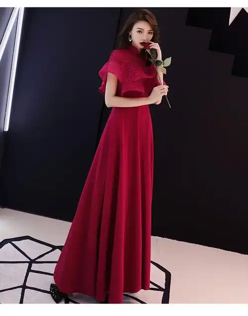 敬酒服新娘裙2019新款长款结婚气质时尚礼服端庄大气长裙连衣裙-衣衣