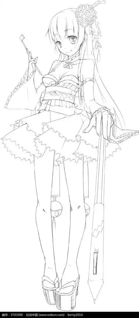 画卡通美少女素描图片 少女儿童人物简笔画大全关于小女孩站立的简笔