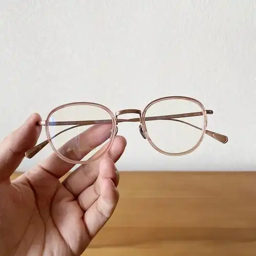 韩国文艺复古超轻轻纯钛金金属近视眼镜框椭圆眼镜架