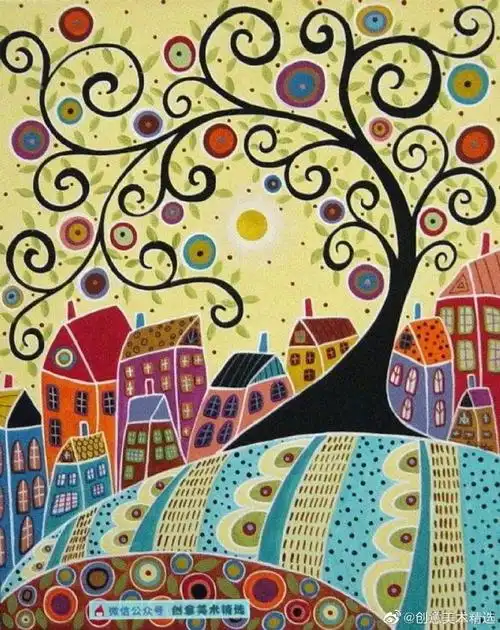 装饰画##色彩装饰画##儿童创意美术##创意美术##线描##儿童画##创意