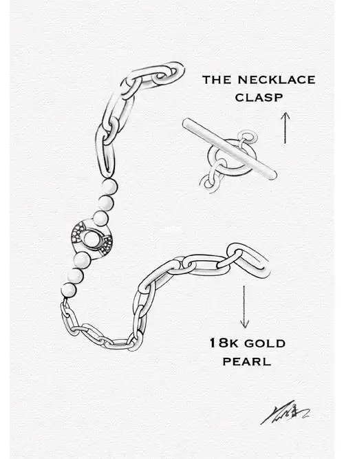 珠宝项链设计线稿 gold  pearl