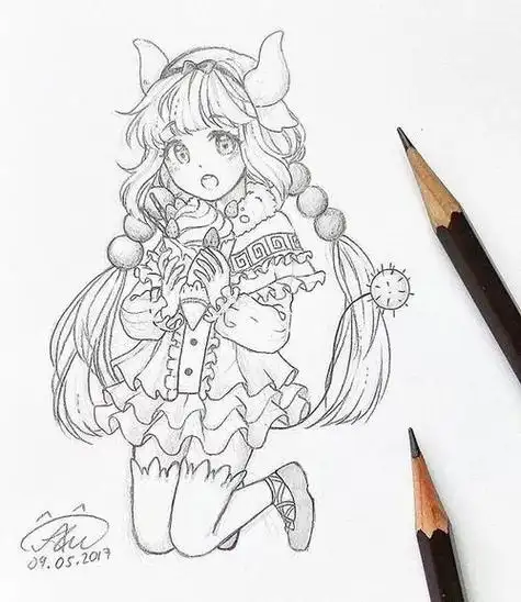 简笔画动漫人物美少女古代全身卡通少女萌简笔画少女可爱简笔画可爱美