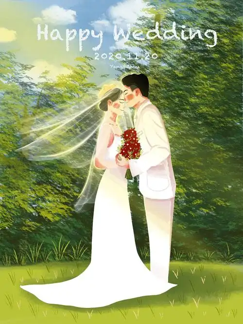 手绘婚纱照07999699|插画|创作习作|黄小黄手绘 - 原创作品