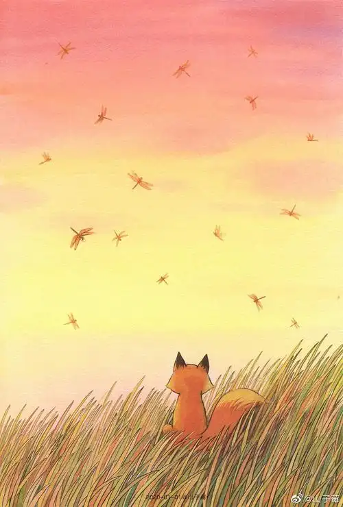 一组温暖治愈的水彩手绘图