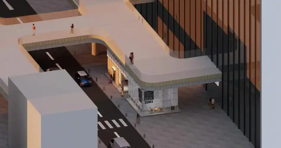 人行过街天桥下