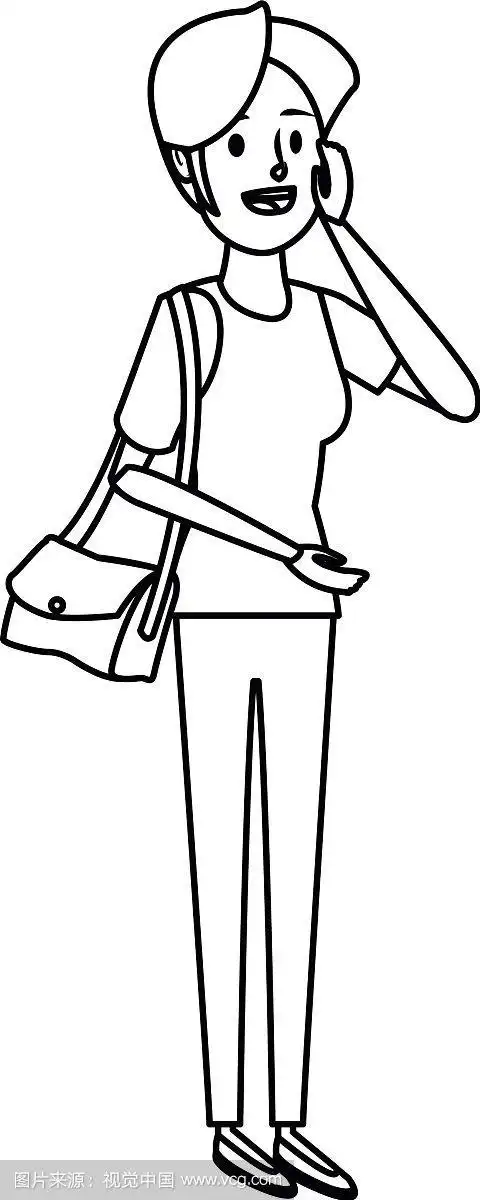 卡通女人和站着的人用智能手机聊天