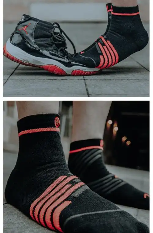 篮球袜男高筒长筒秋冬精英袜高帮实战中筒运动袜aj 长筒黑色 m