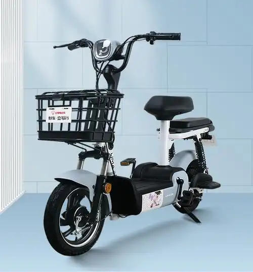 立马电动车新款小彩豆新国标亲子代步车助力车男女电动自行车源彩白