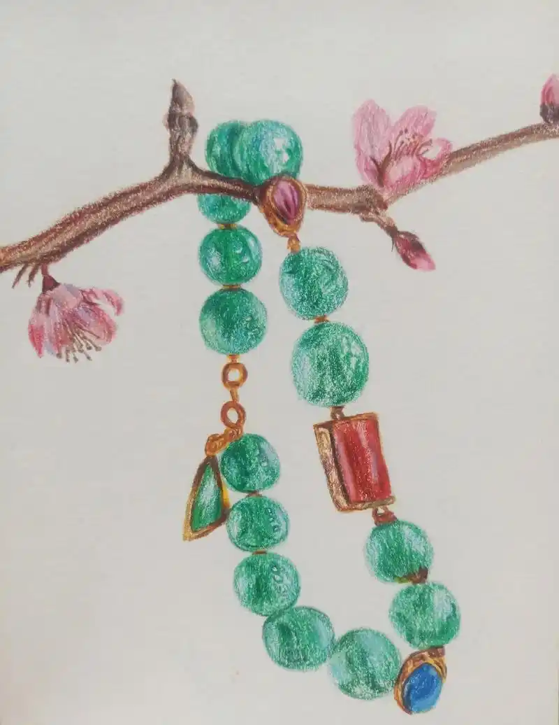 彩铅手绘          翡翠手链 - 抖音