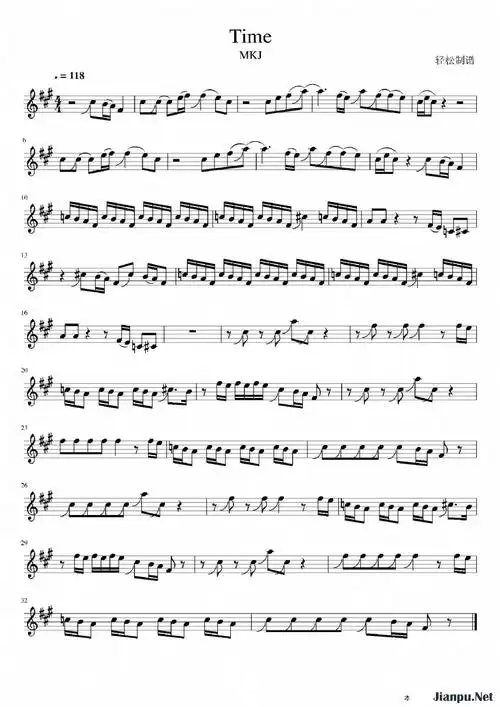 《time》简谱mkj原唱 歌谱-钢琴谱吉他谱|www.jianpu.net-简谱之家