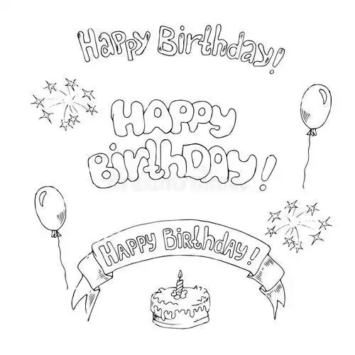 生日快乐简笔画中学生女卡通贺卡