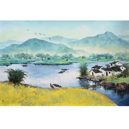 吴建华油画《烟雨江南》实力派画家/邳州市美协理事