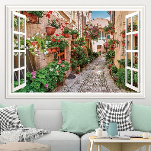 风景画墙贴画自粘墙面装饰贴画墙纸壁纸卧室假窗背景墙壁画贴纸画