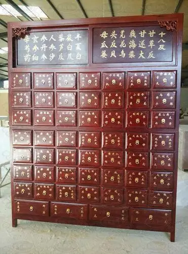 客户定制手写药名中药柜 仿古实木中药柜