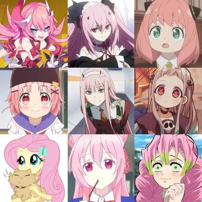 粉毛九选一 二次元的粉毛角色有很多 当然了除了这些还有八重神子