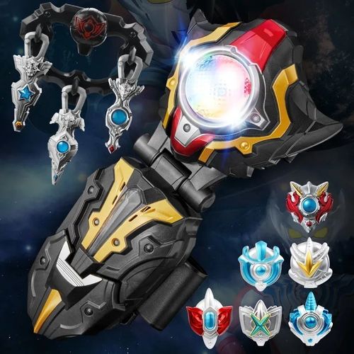 儿童奥特曼玩具联动泰迦火花变身器大号感应召唤器水晶戒指男礼物