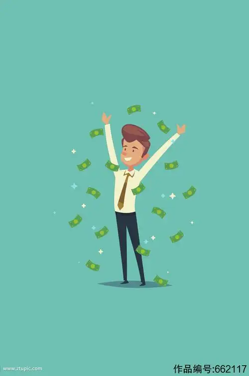 创意欢呼的商务男子和纸币雨矢量图