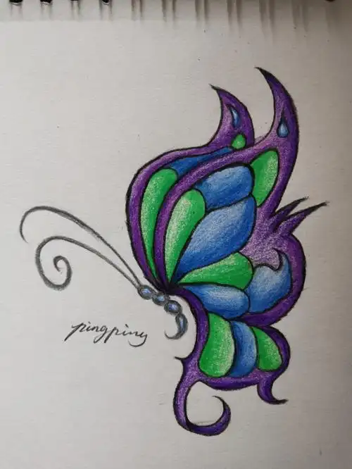 零基础学画画  #画画的日常  #蝴蝶彩铅画  #彩铅临摹