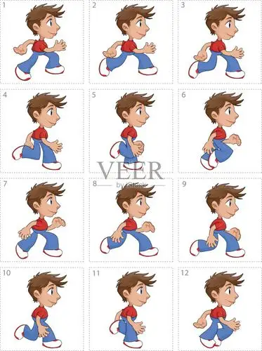 运动男孩的动画,十二帧