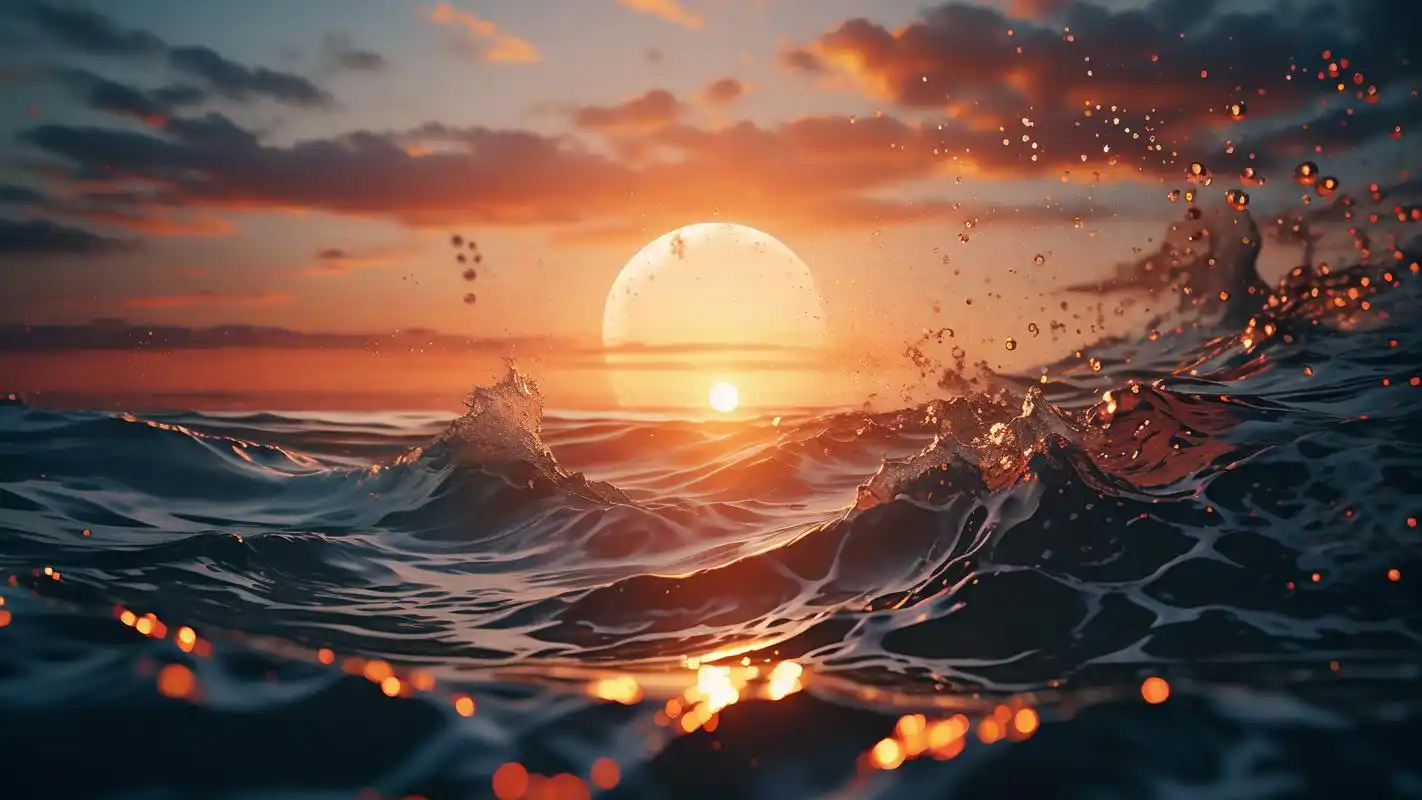 93绝美16:9海边晚霞背景图集锦98 想象一下,站在海边,眼前是绚丽