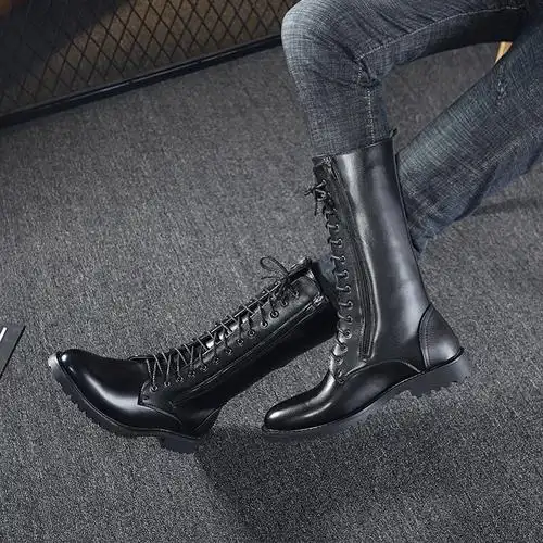 迪鲁奥(diluao)长筒骑马靴男靴高筒长靴男靴队情侣款男阅兵靴蒙古靴子