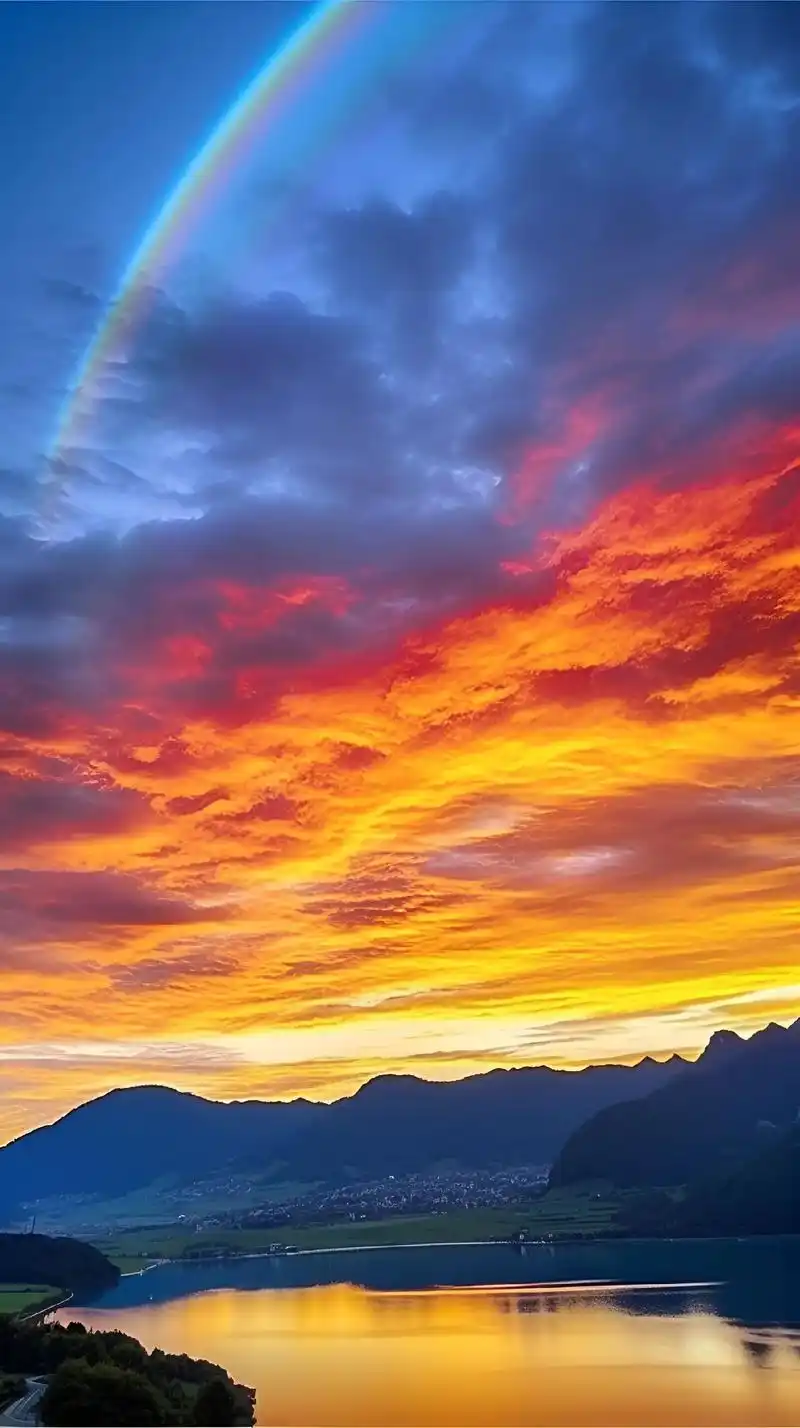 梦幻般的晚霞穿越云层,金色光线闪耀山间!#治愈系风景 #落日 - 抖音