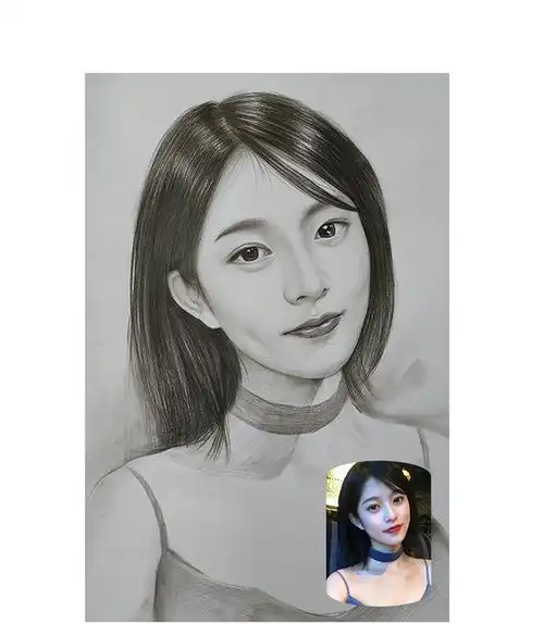 用名字画画素描画像定制真人照片手绘画定制素描代画彩铅画人物画肖像