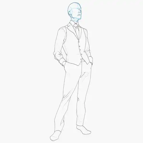 板绘素材西装人体线稿