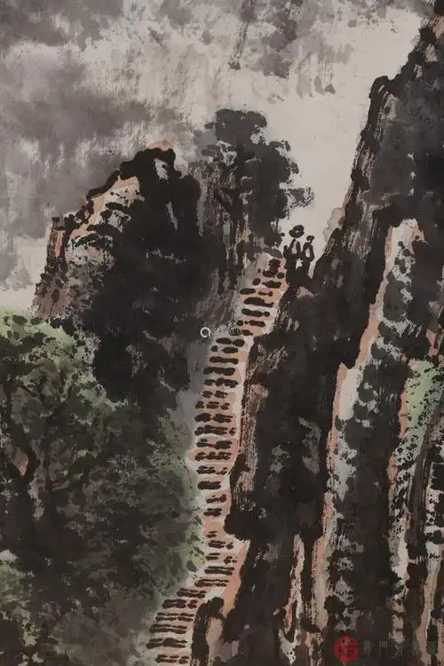 字画024中国画研究院院长李可染之徒著名画家黄润华精作黄山烟云设色