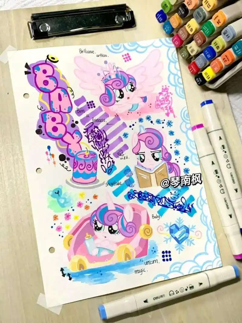 天生就是公主身世的风雪之心来啦#手绘#丙烯#小马宝莉#风雪之 - 抖音