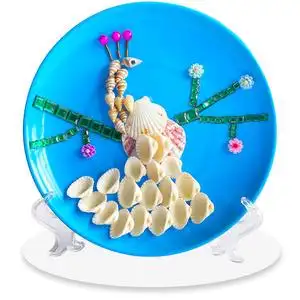 儿童贝壳画 幼儿园手工diy海洋生物材料包贴画 盘子摆件创意制作