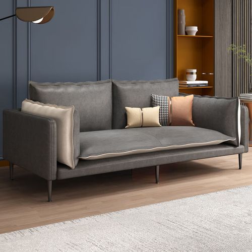 风沙发 墨绿色 橘黄色-(免洗科技布) 单人70cm(送图片色双色抱枕一个