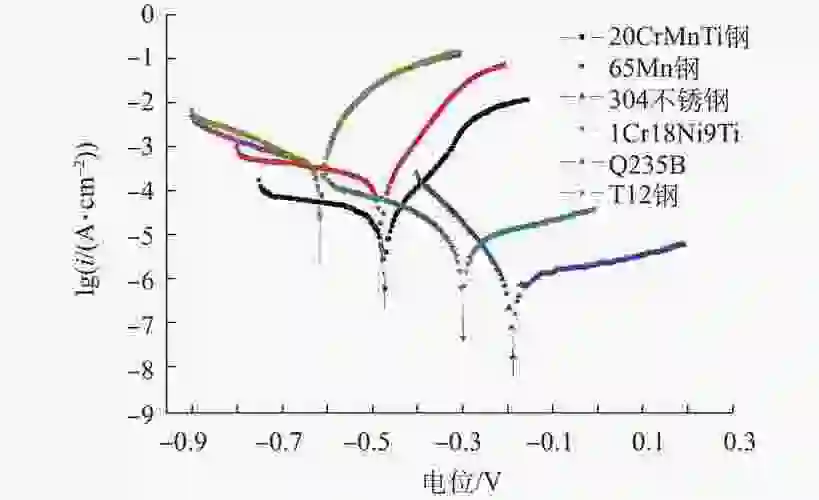 图 3      不同材质在最优条件下的电化学极化曲线
