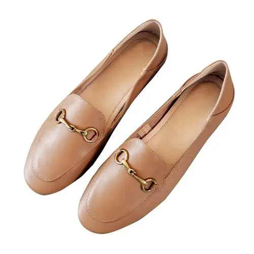 2019春季款韩版平底真皮单鞋女复古百搭浅口圆头奶奶鞋软底豆豆鞋