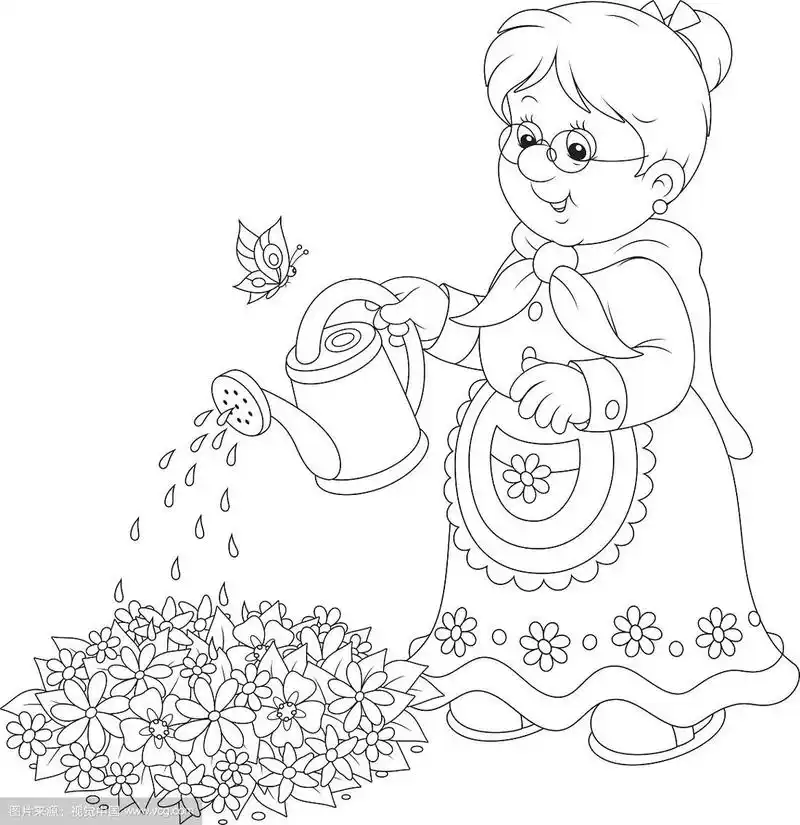 奶奶浇花