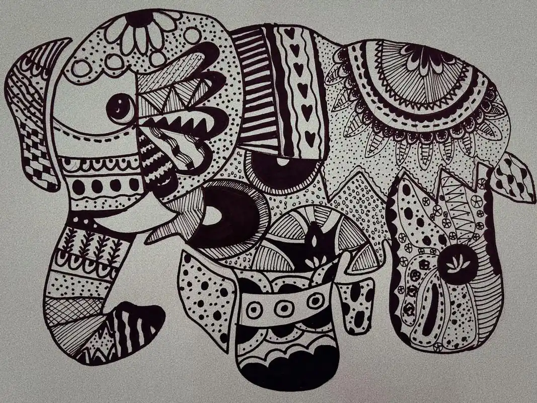 三下动物的花衣裳范画 美术 点线面 装饰画 三年级下册美术 动物的花