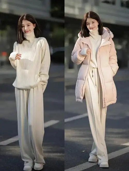 毛衣搭配长裤有很多种穿法,也能够塑造出不同的几种风格,想要知性大气