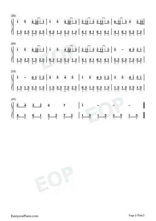 情歌-败犬女王插曲-梁静茹双手简谱预览2