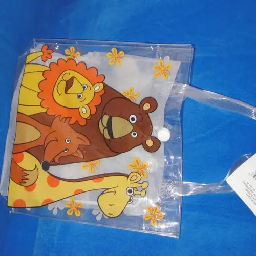 卡通手提袋_透明磨砂pvc袋子 熊出没卡通手提袋 购物 可定制