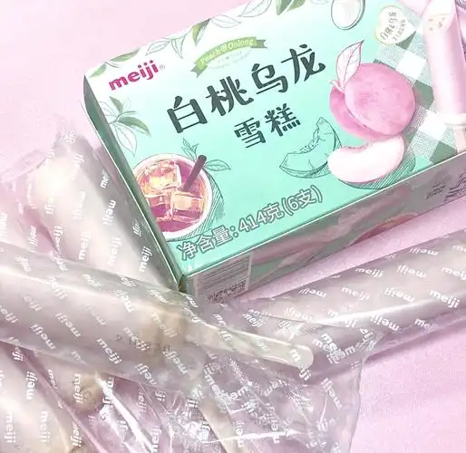 🍑颜值与美味并存的白桃乌龙雪糕🍧 meiji新推出的白桃乌龙雪糕真