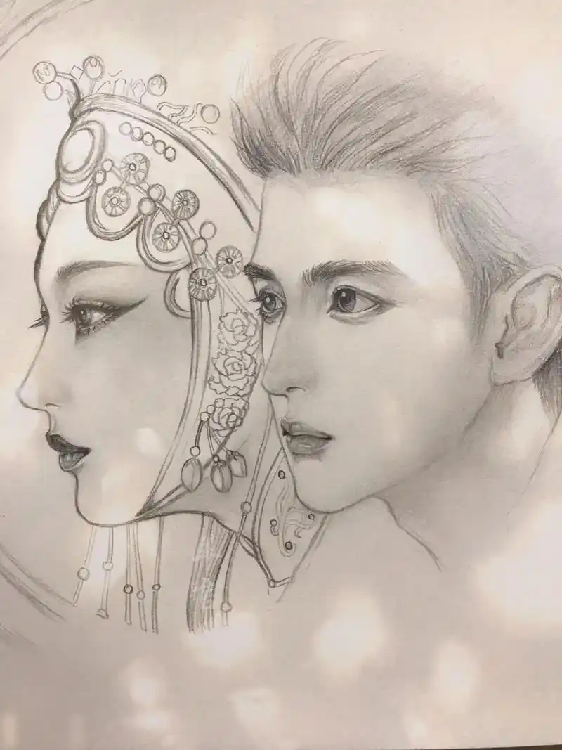 古风人物绘画 #铅笔画 #线稿  - 抖音