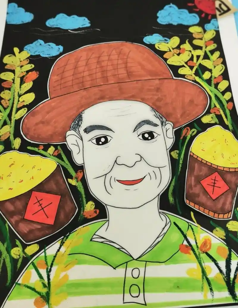 7-12岁左右 《国之栋梁 ——袁隆平》 重点:人物绘画画出人的型 小麦